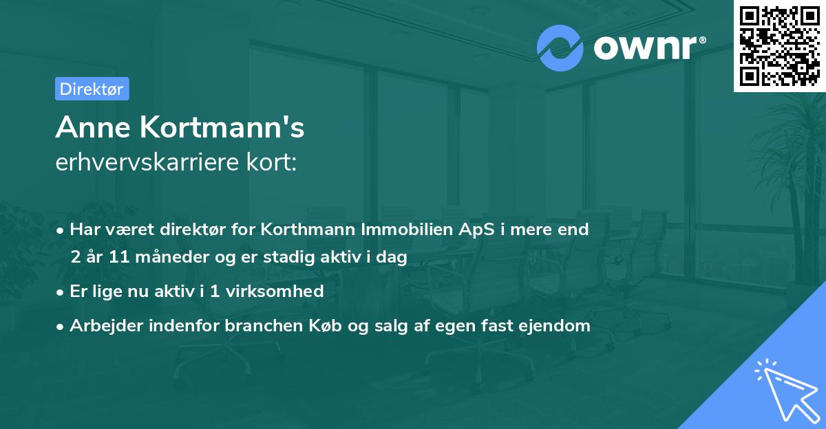 Anne Kortmann's erhvervskarriere kort