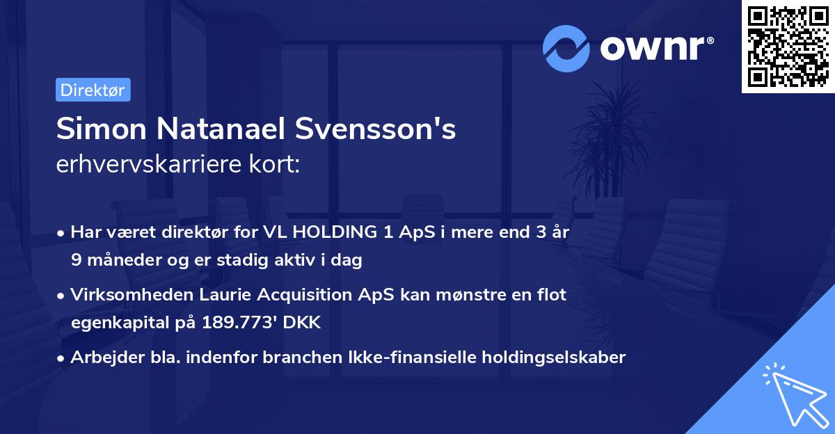 Simon Natanael Svensson's erhvervskarriere kort