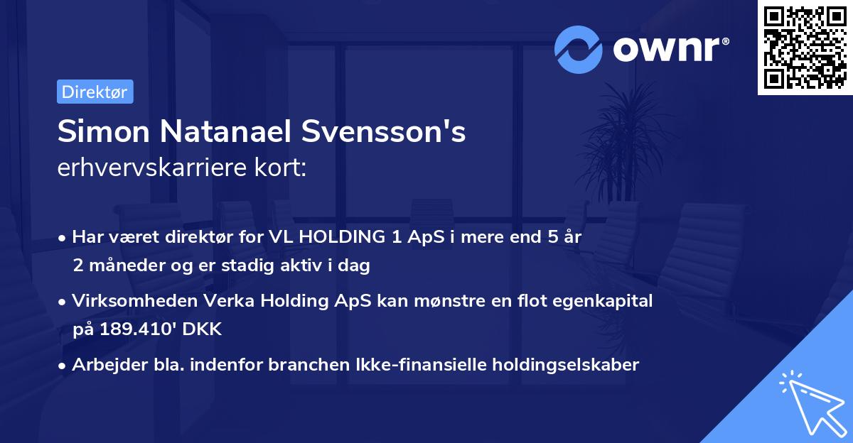 Simon Natanael Svensson's erhvervskarriere kort