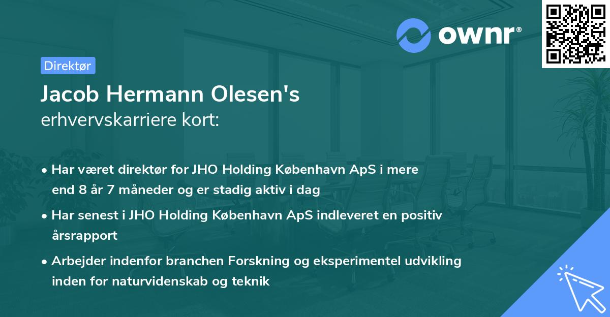 Jacob Hermann Olesen's erhvervskarriere kort