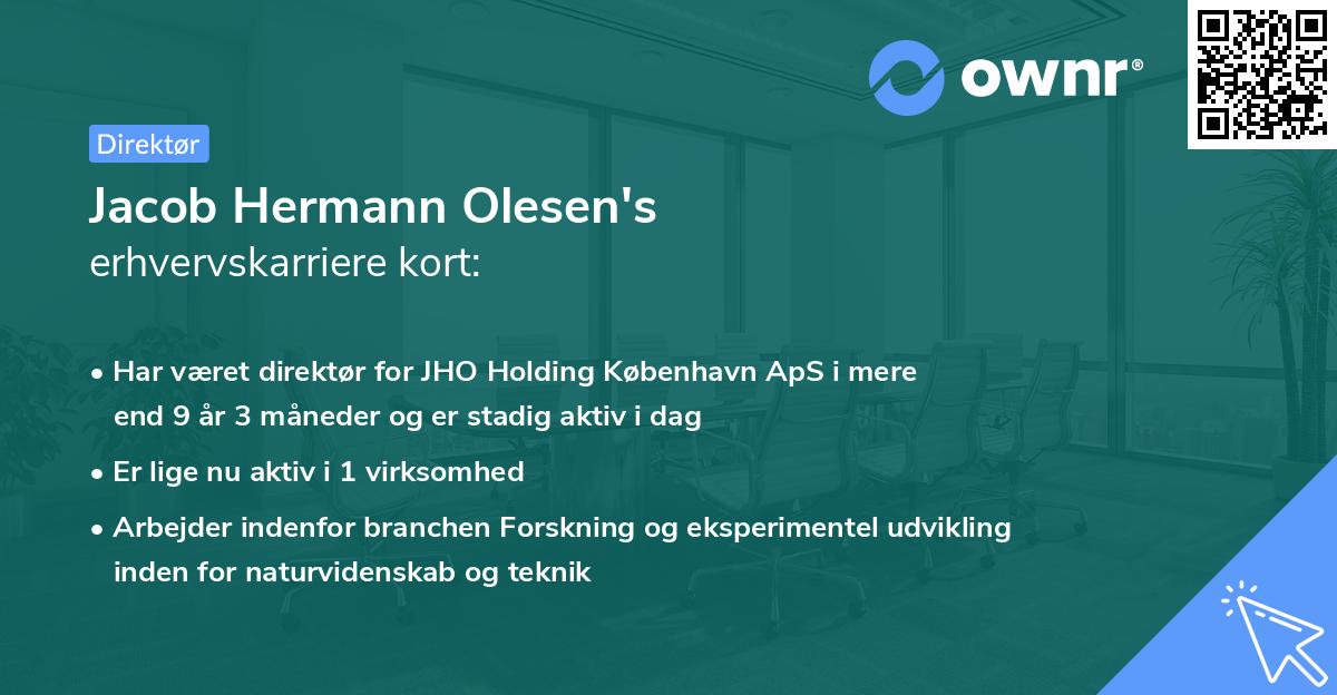 Jacob Hermann Olesen's erhvervskarriere kort