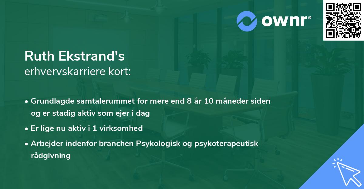 Ruth Ekstrand's erhvervskarriere kort