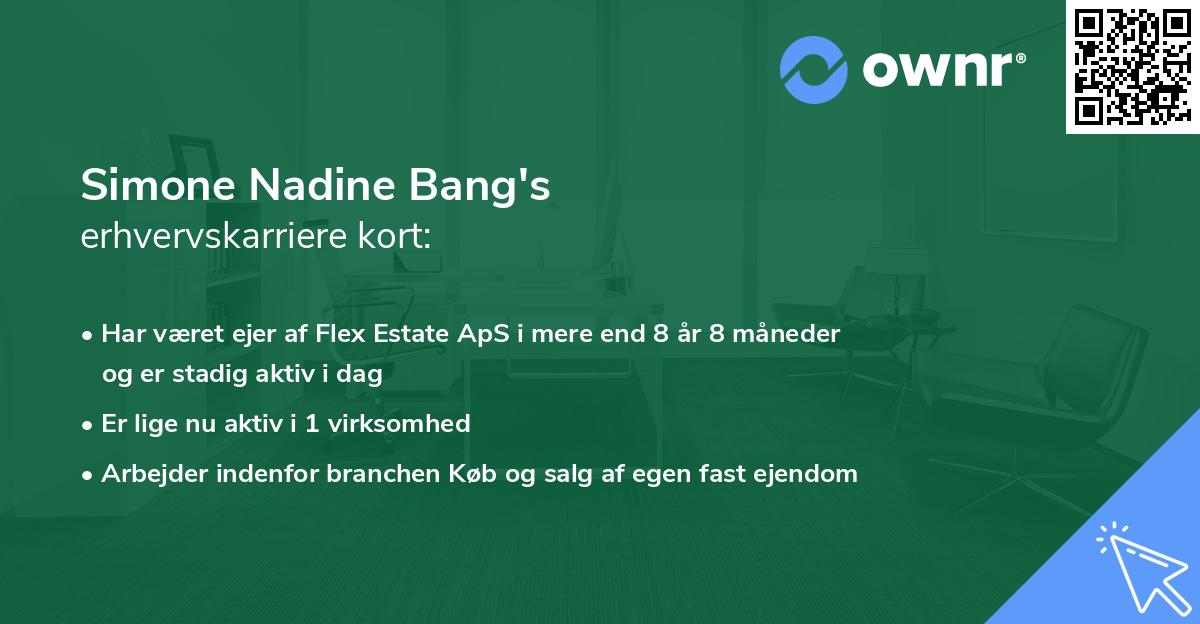 Simone Nadine Bang's erhvervskarriere kort