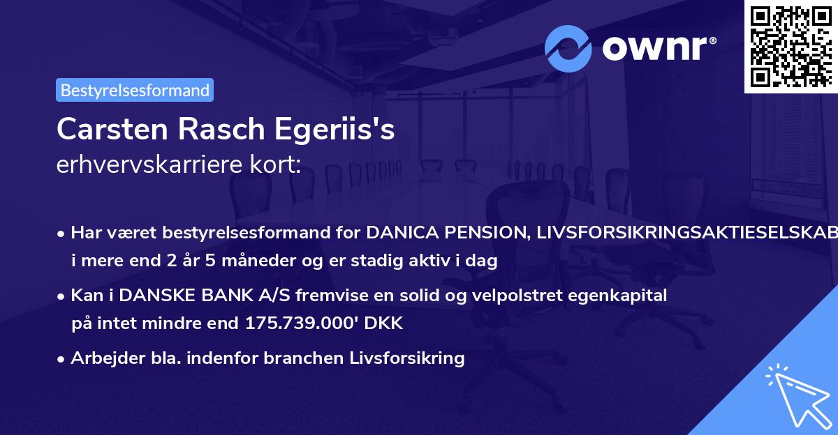 Carsten Rasch Egeriis's erhvervskarriere kort