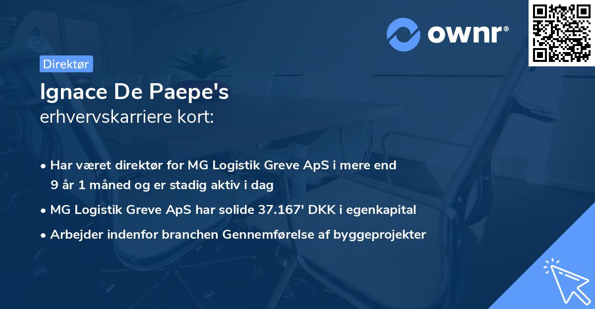 Ignace De Paepe's erhvervskarriere kort