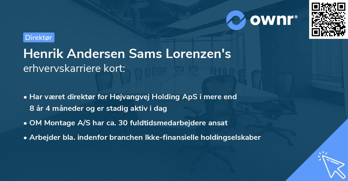 Henrik Andersen Sams Lorenzen's erhvervskarriere kort
