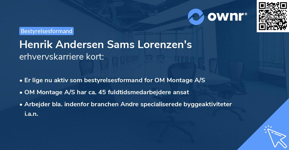 Henrik Andersen Sams Lorenzen's erhvervskarriere kort