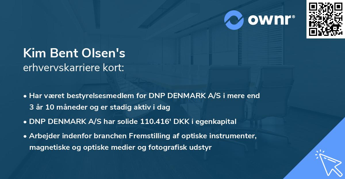 Kim Bent Olsen's erhvervskarriere kort