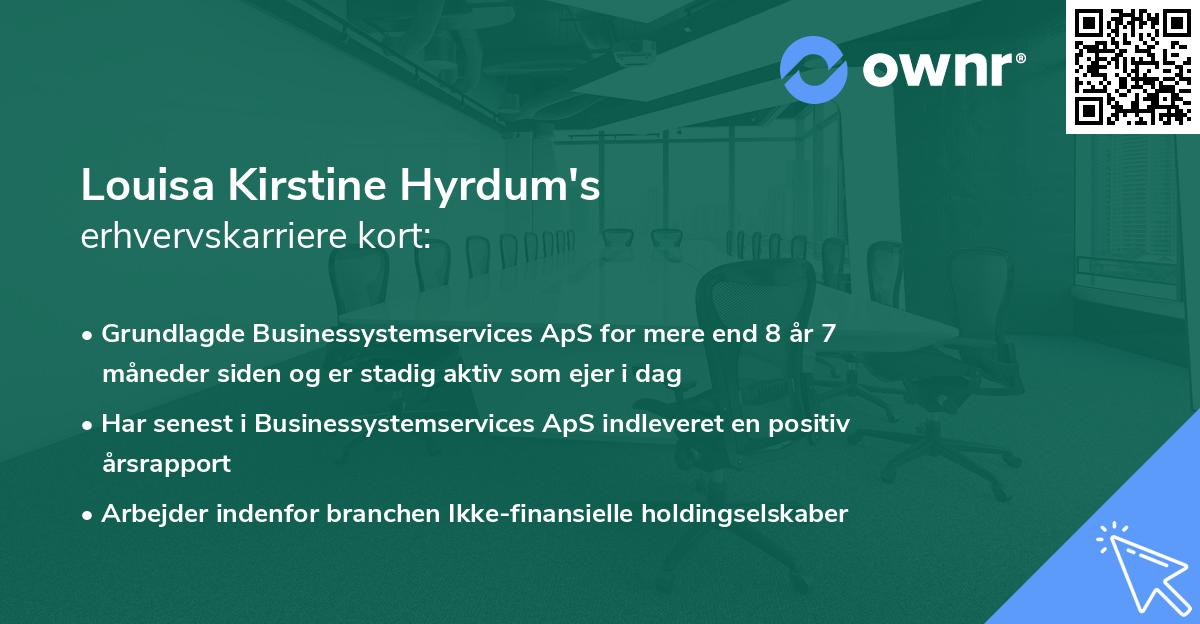 Louisa Kirstine Hyrdum's erhvervskarriere kort