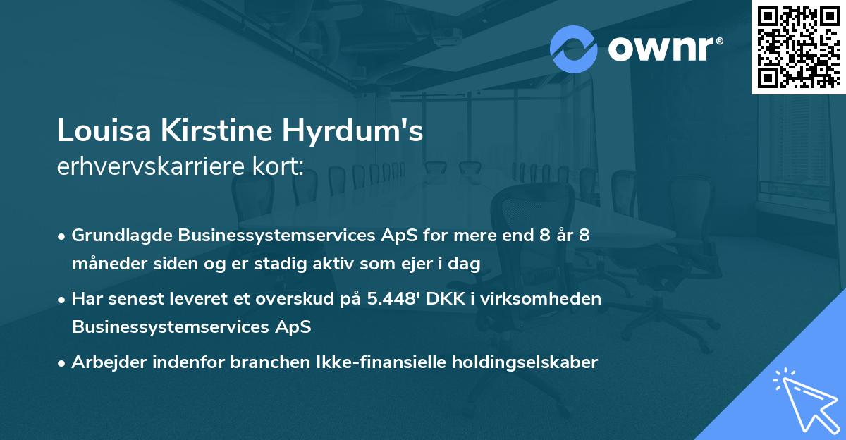 Louisa Kirstine Hyrdum's erhvervskarriere kort