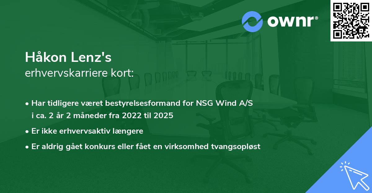 Håkon Lenz's erhvervskarriere kort