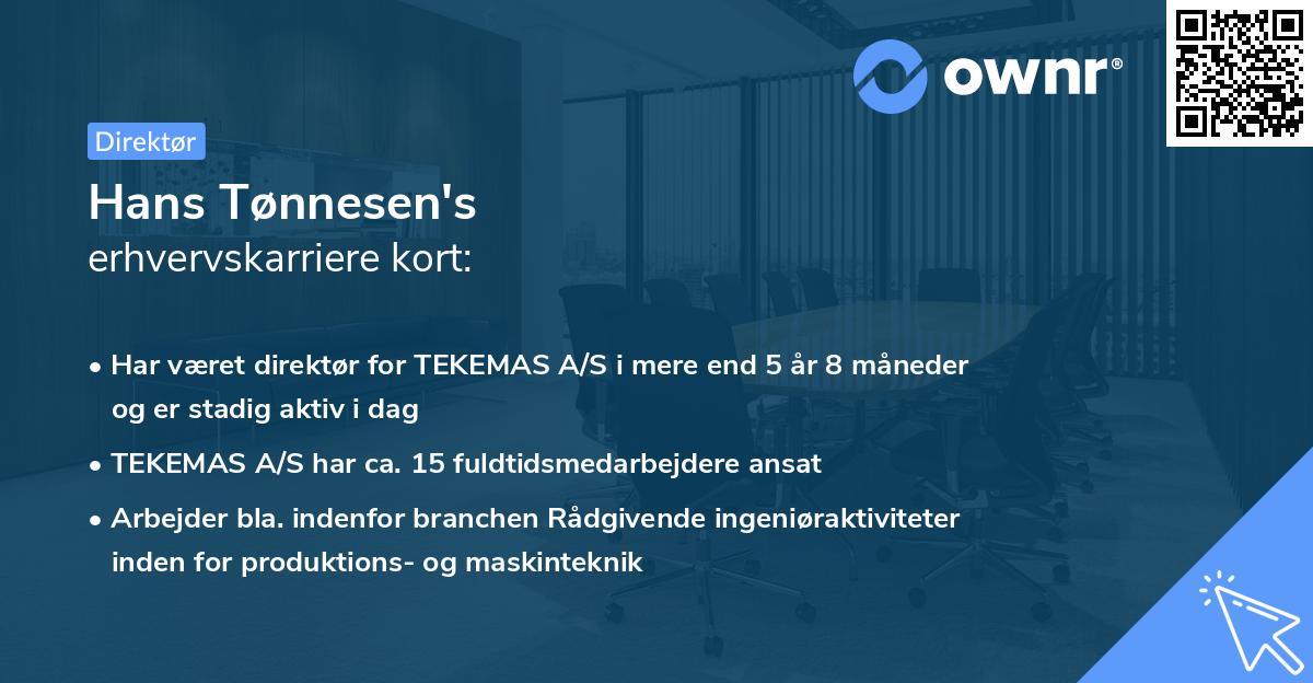 Hans Tønnesen's erhvervskarriere kort