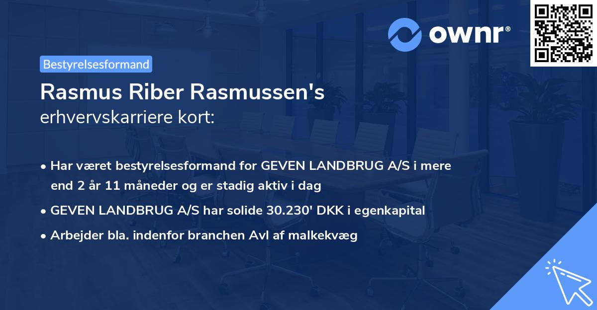 Rasmus Riber Rasmussen's erhvervskarriere kort