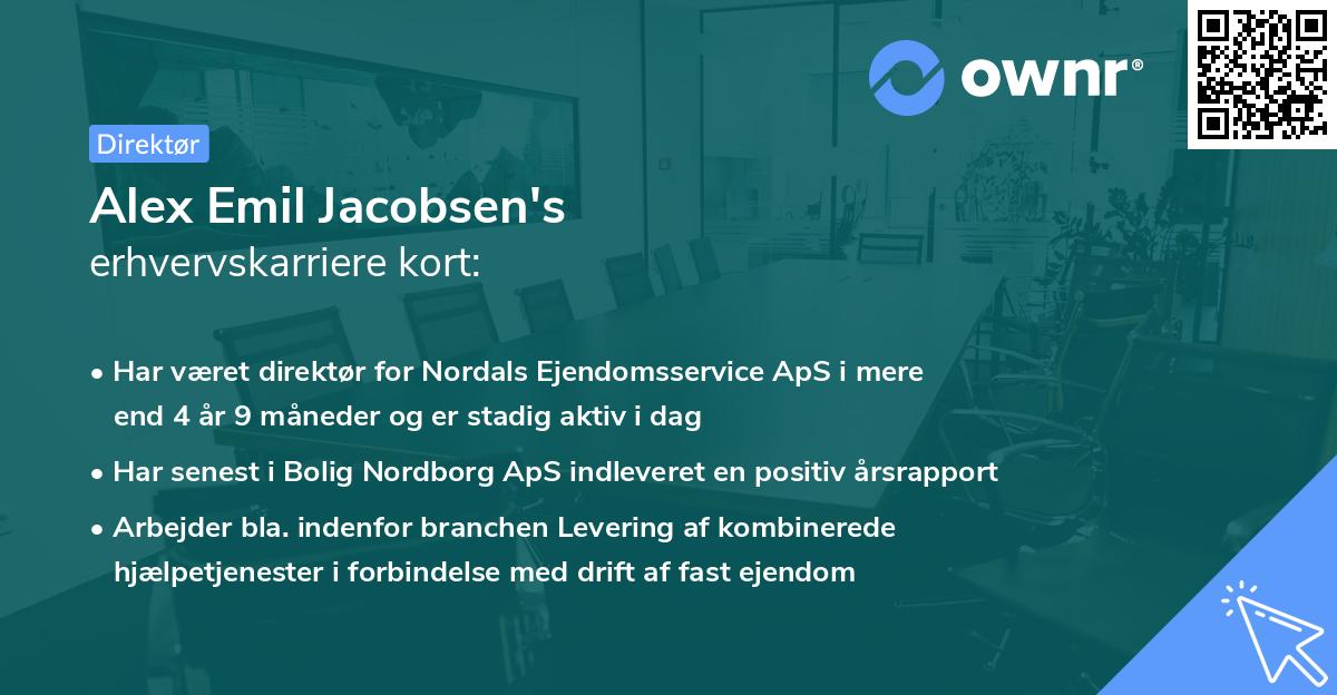 Alex Emil Jacobsen's erhvervskarriere kort