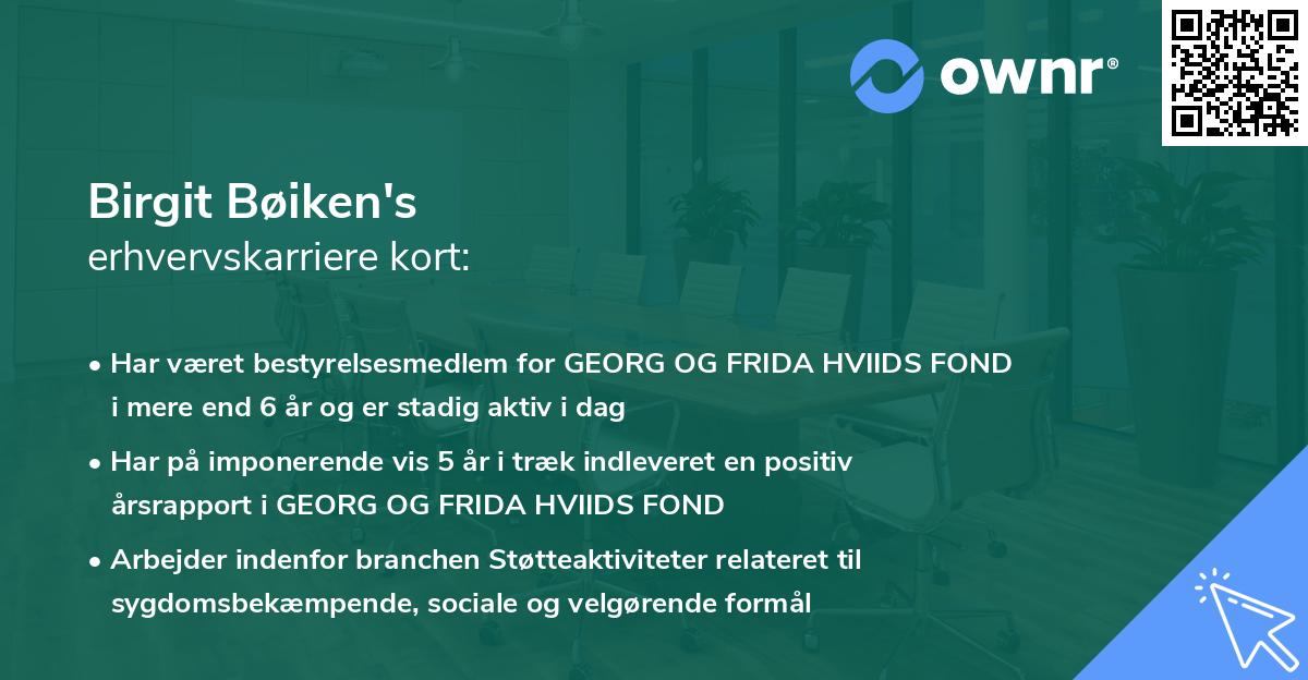 Birgit Bøiken's erhvervskarriere kort