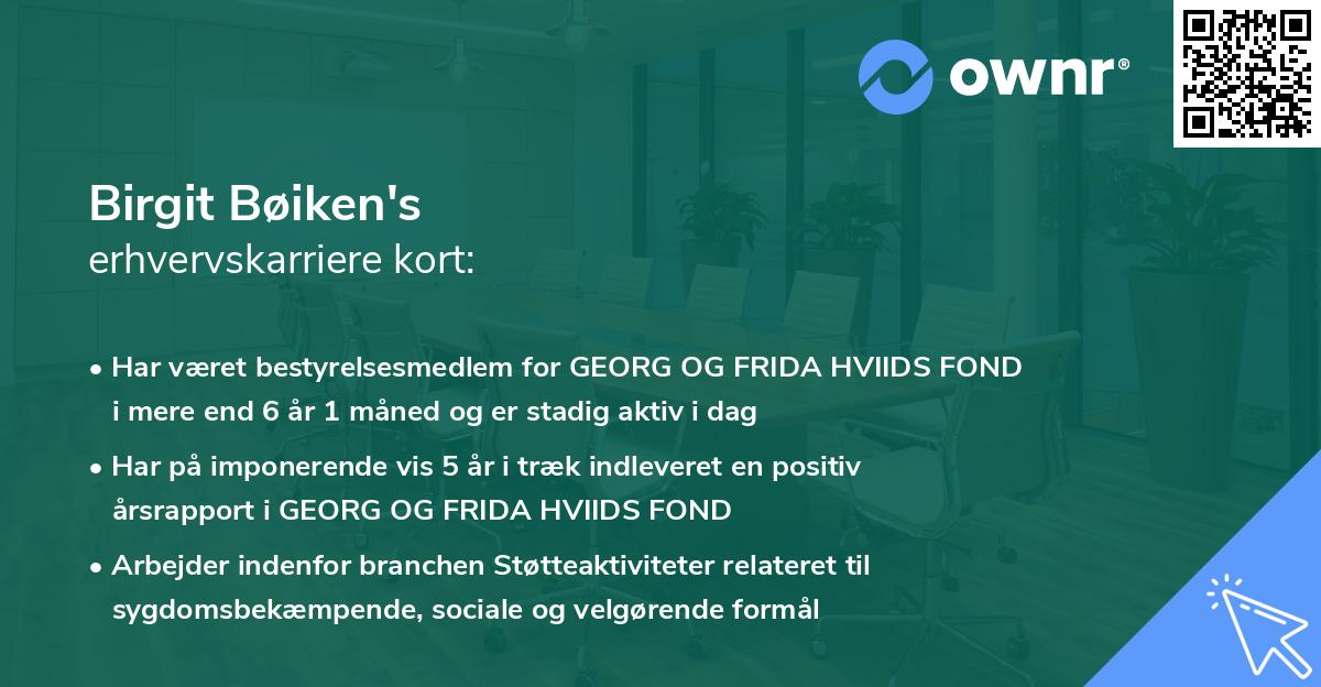 Birgit Bøiken's erhvervskarriere kort