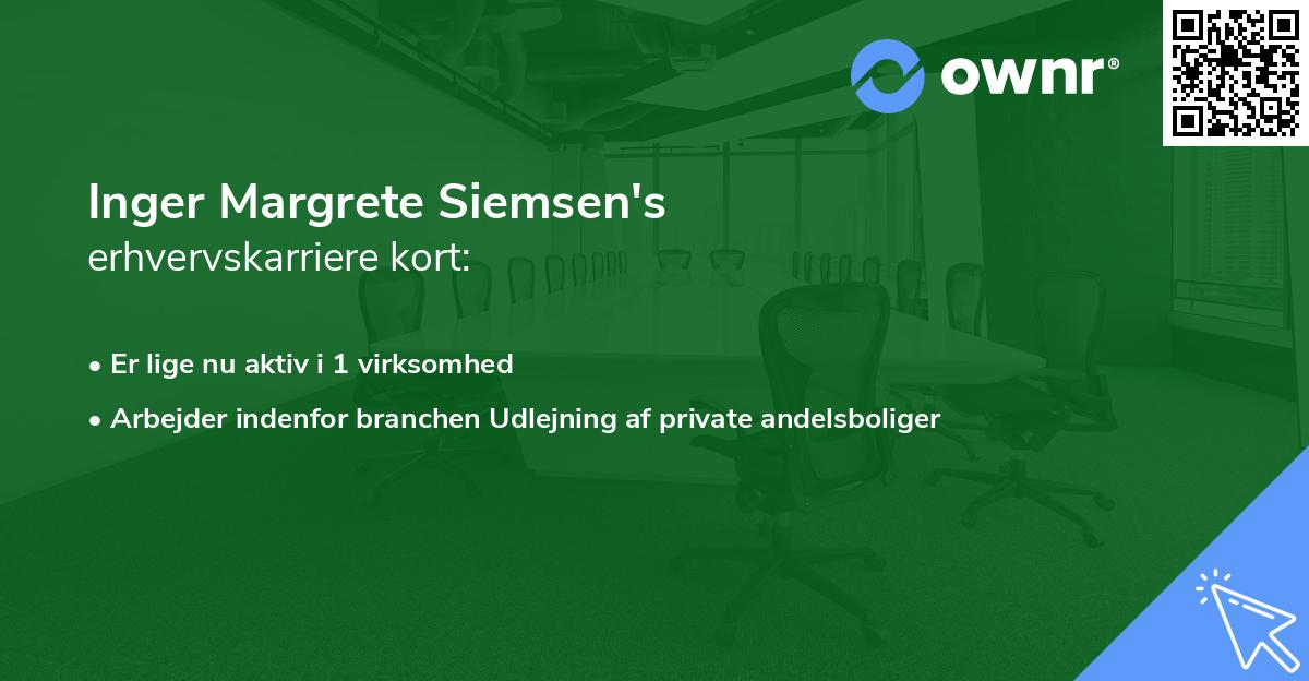 Inger Margrete Siemsen's erhvervskarriere kort