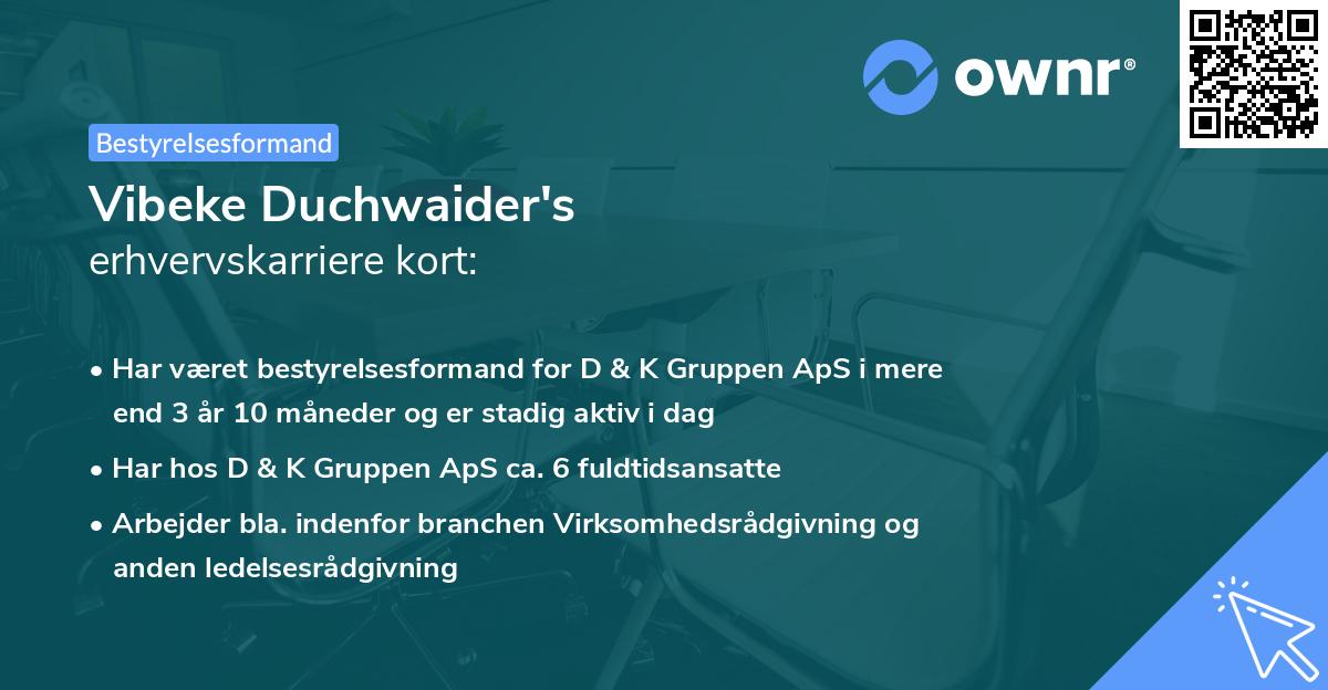 Vibeke Duchwaider's erhvervskarriere kort