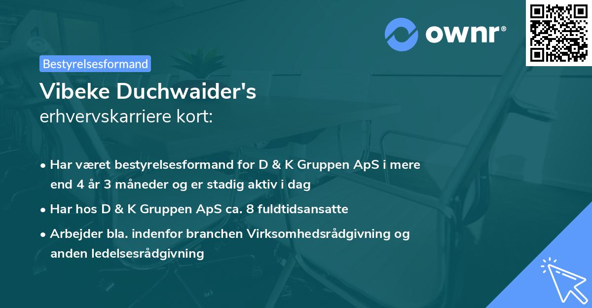 Vibeke Duchwaider's erhvervskarriere kort