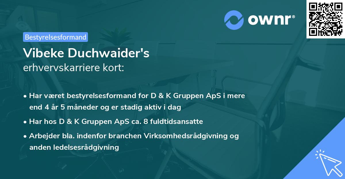Vibeke Duchwaider's erhvervskarriere kort