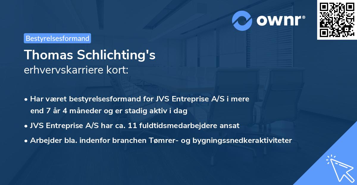 Thomas Schlichting's erhvervskarriere kort