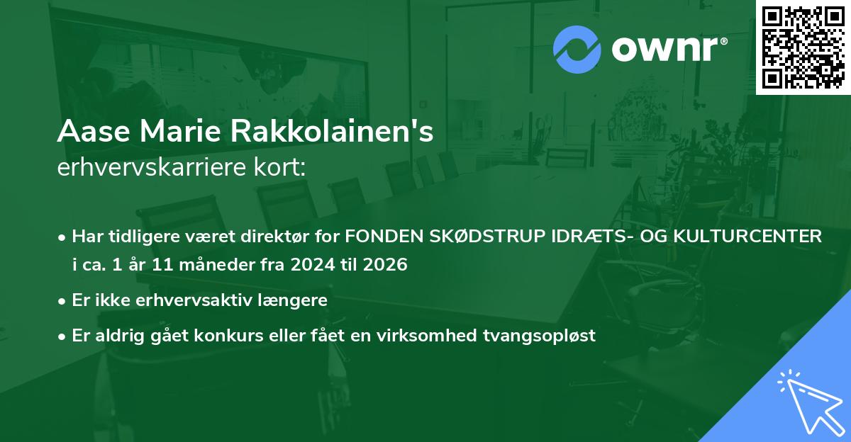 Aase Marie Rakkolainen's erhvervskarriere kort