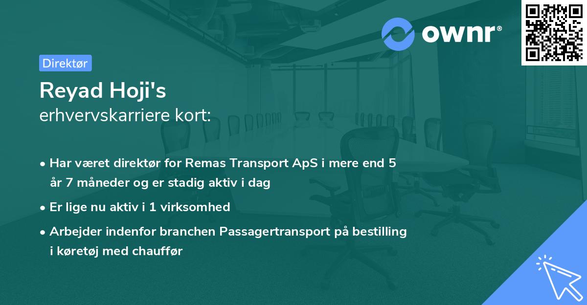 Reyad Hoji's erhvervskarriere kort