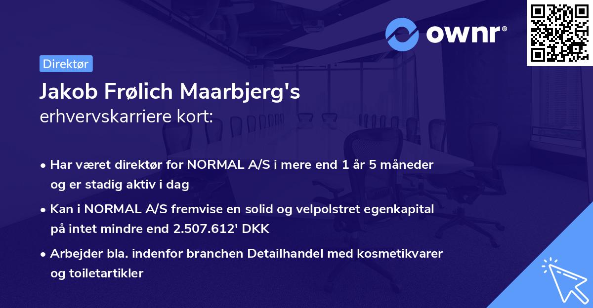 Jakob Frølich Maarbjerg's erhvervskarriere kort