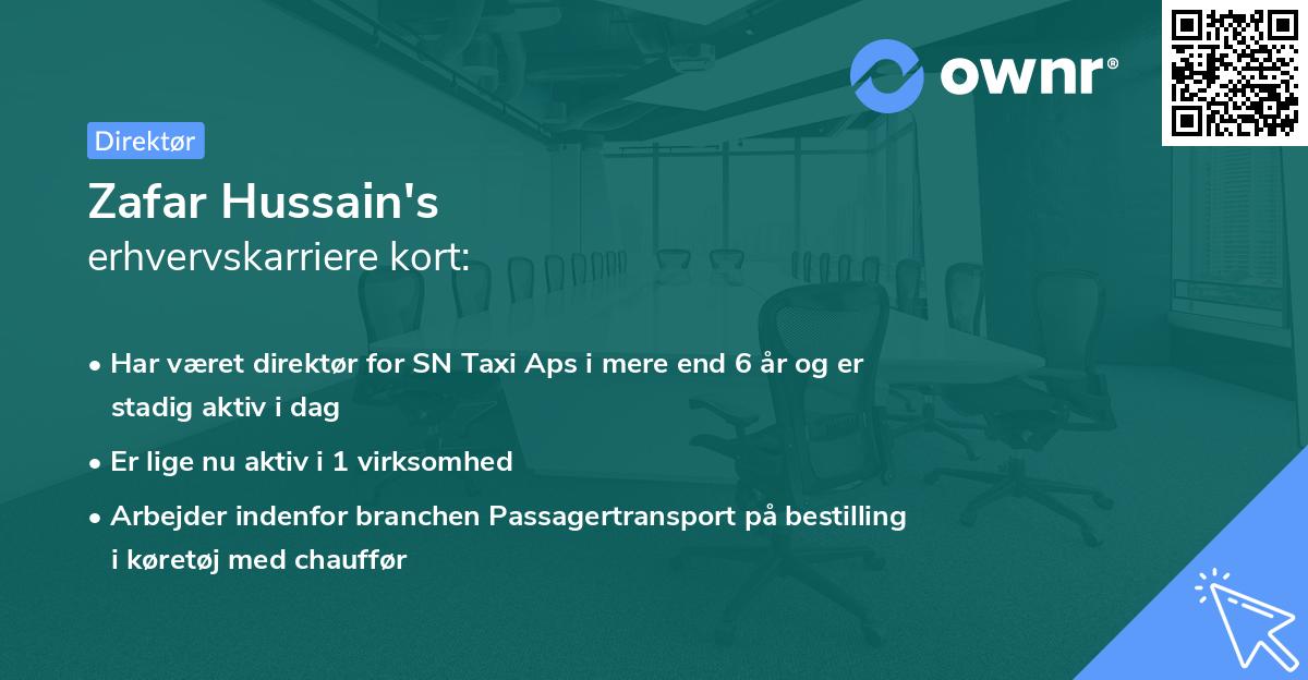 Zafar Hussain's erhvervskarriere kort