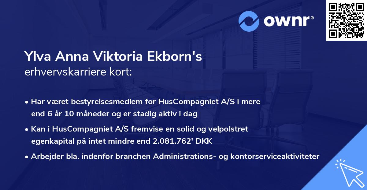Ylva Anna Viktoria Ekborn's erhvervskarriere kort