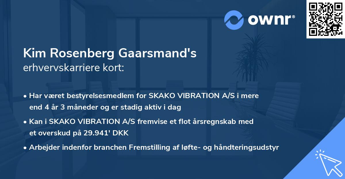 Kim Rosenberg Gaarsmand's erhvervskarriere kort