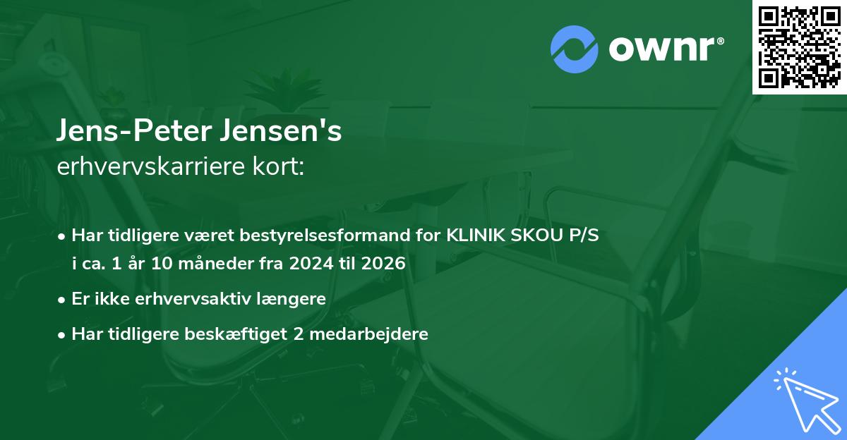 Jens-Peter Jensen's erhvervskarriere kort