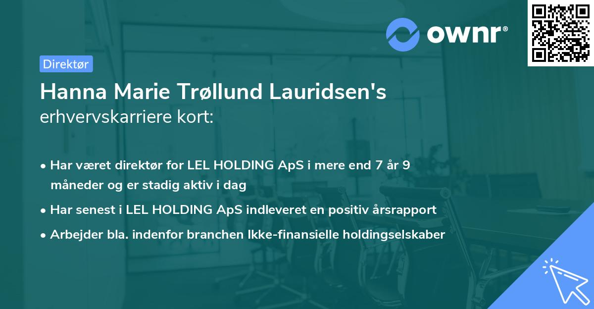 Hanna Marie Trøllund Lauridsen's erhvervskarriere kort