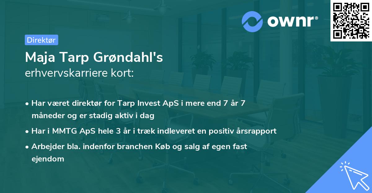 Maja Tarp Grøndahl's erhvervskarriere kort