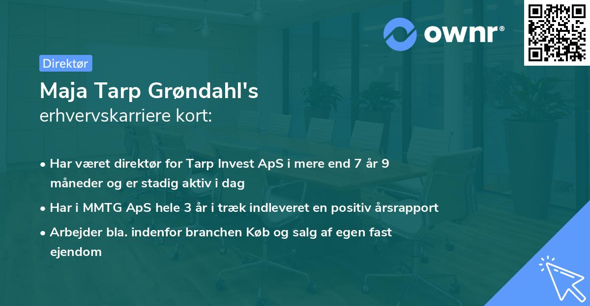 Maja Tarp Grøndahl's erhvervskarriere kort