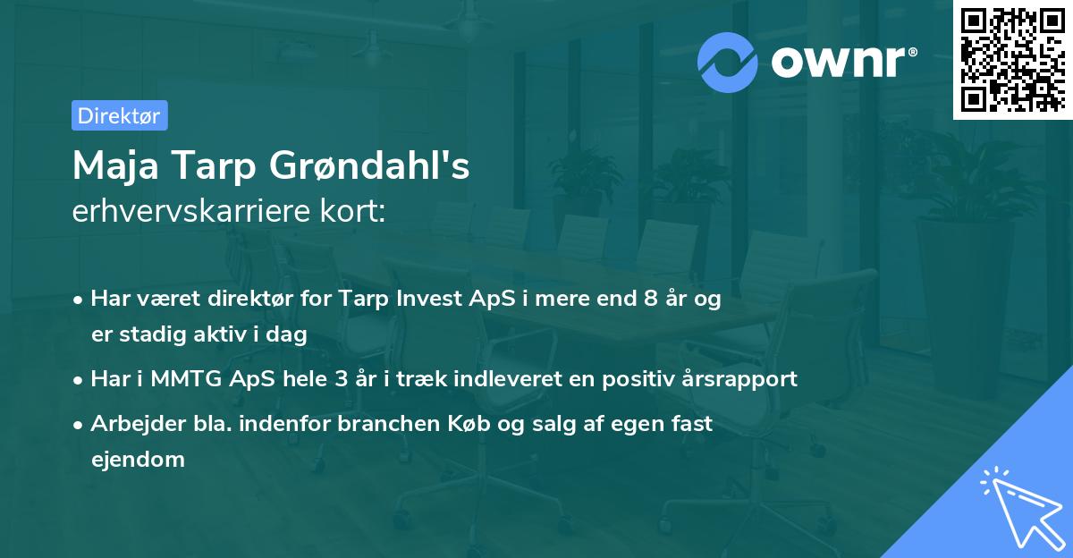 Maja Tarp Grøndahl's erhvervskarriere kort