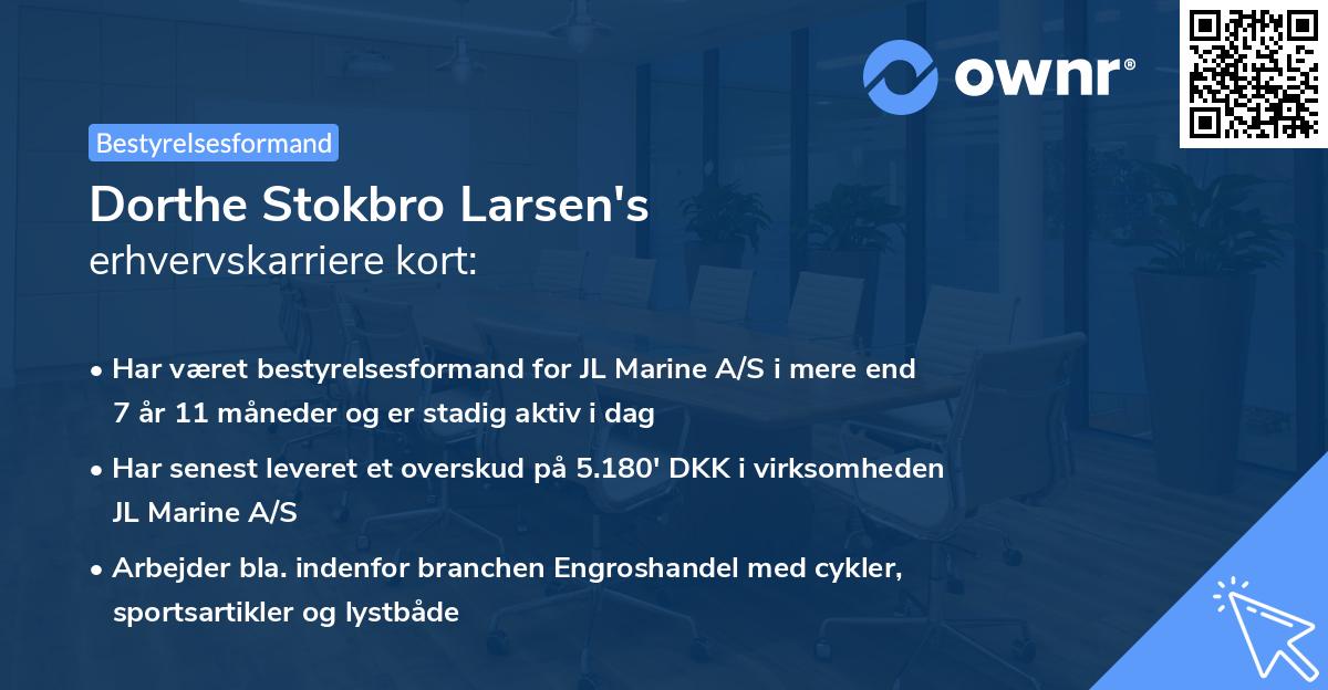 Dorthe Stokbro Larsen's erhvervskarriere kort