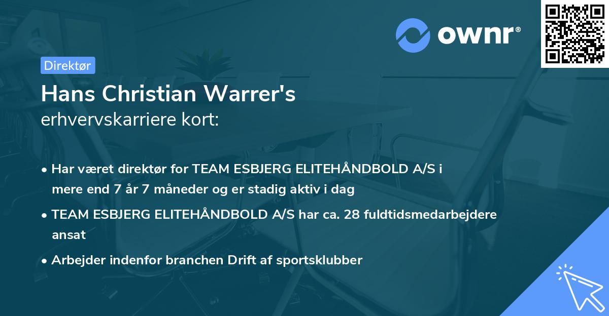 Hans Christian Warrer's erhvervskarriere kort