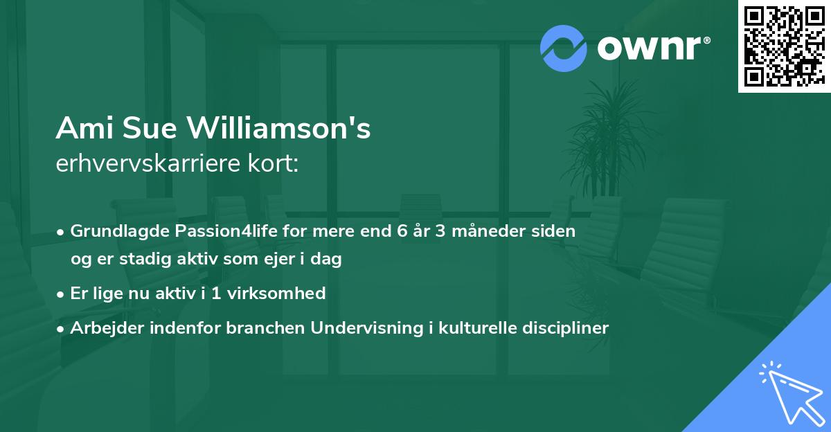 Ami Sue Williamson's erhvervskarriere kort