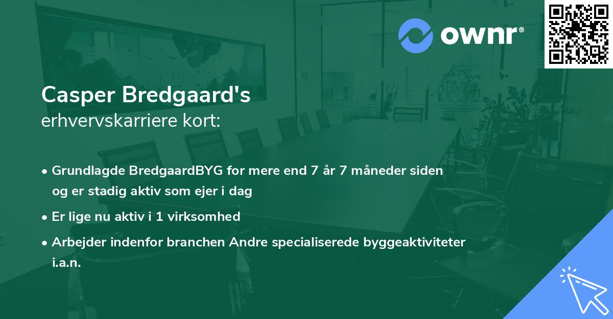 Casper Bredgaard's erhvervskarriere kort