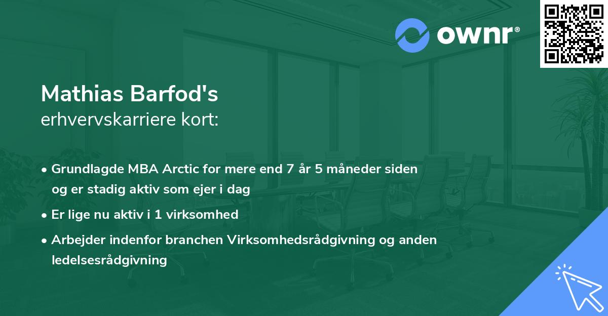 Mathias Barfod's erhvervskarriere kort