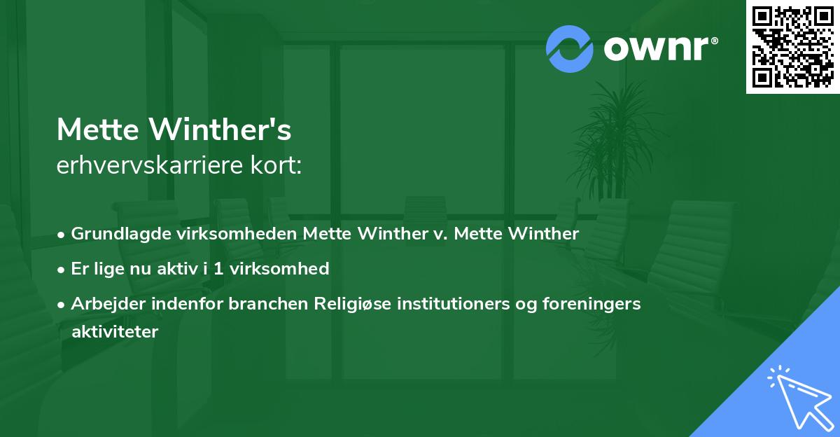 Mette Winther's erhvervskarriere kort