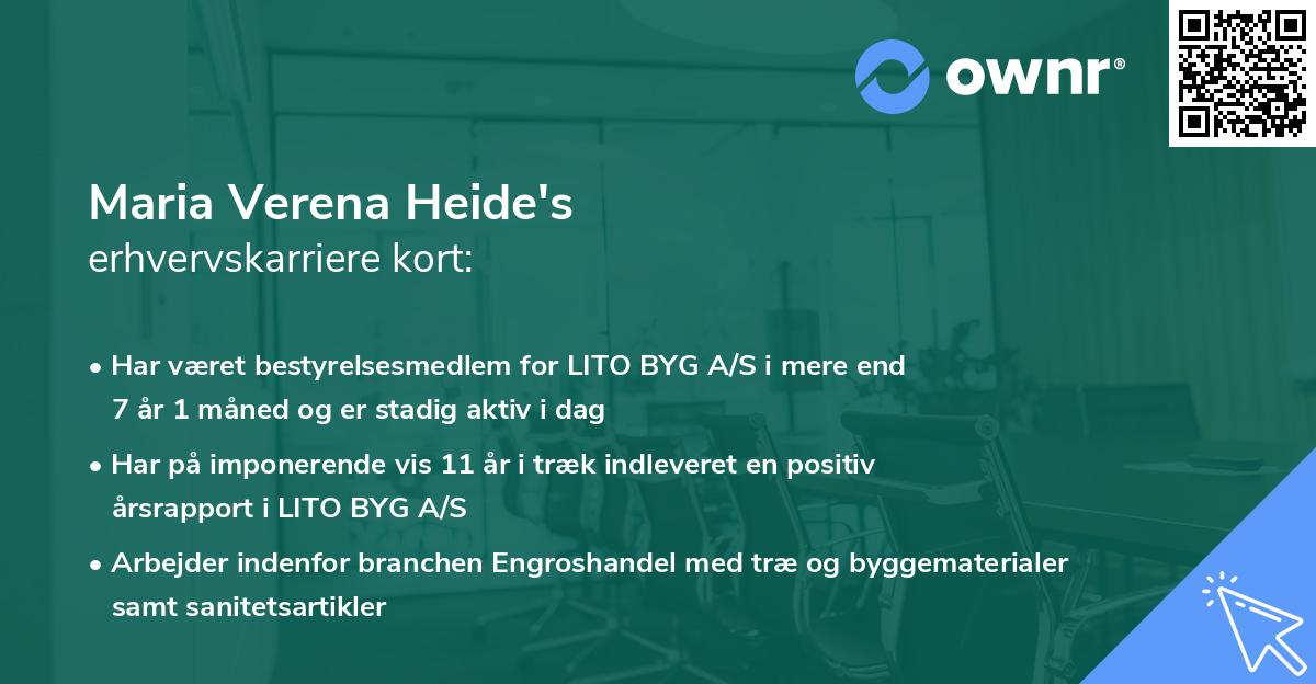 Maria Verena Heide's erhvervskarriere kort