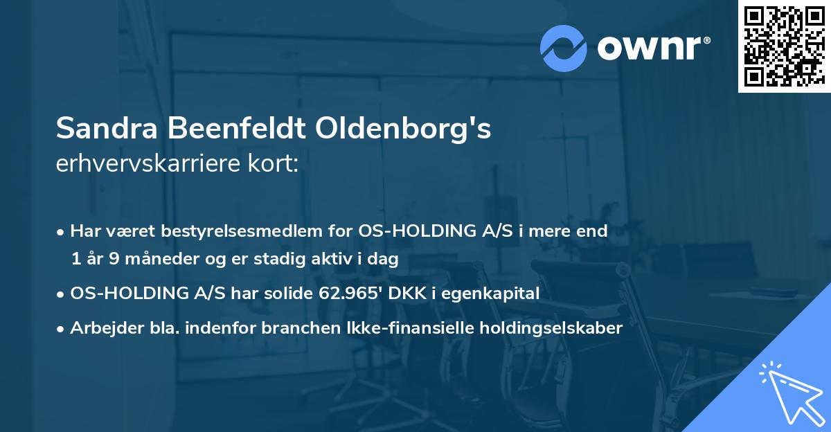 Sandra Beenfeldt Oldenborg's erhvervskarriere kort