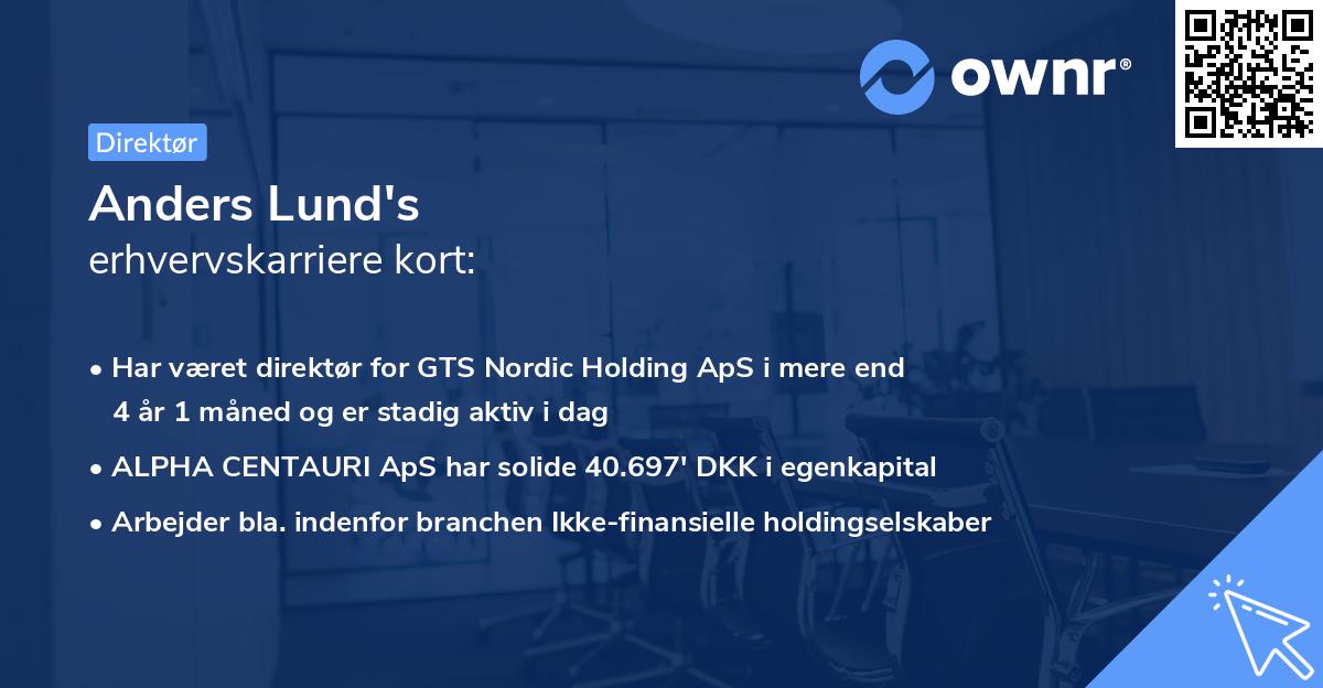 Anders Lund's erhvervskarriere kort