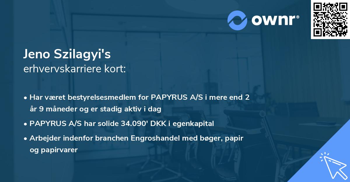 Jeno Szilagyi's erhvervskarriere kort