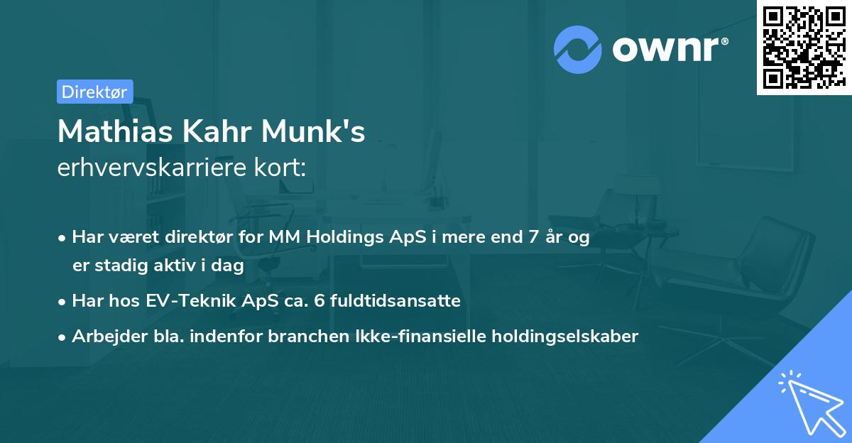 Mathias Kahr Munk's erhvervskarriere kort