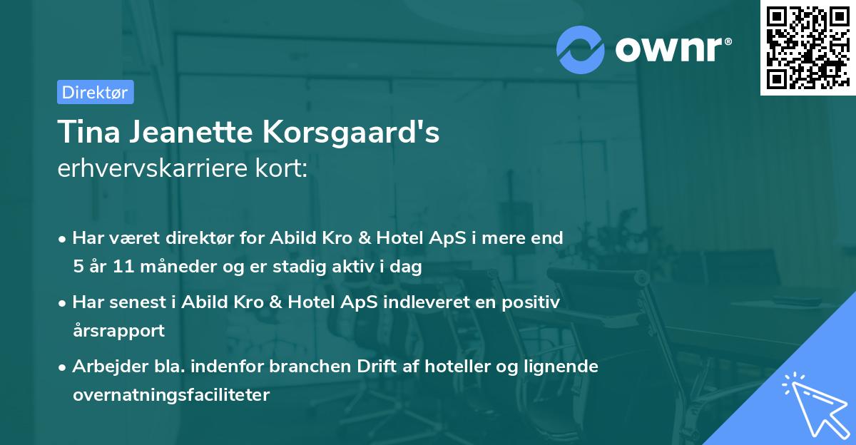 Tina Jeanette Korsgaard's erhvervskarriere kort