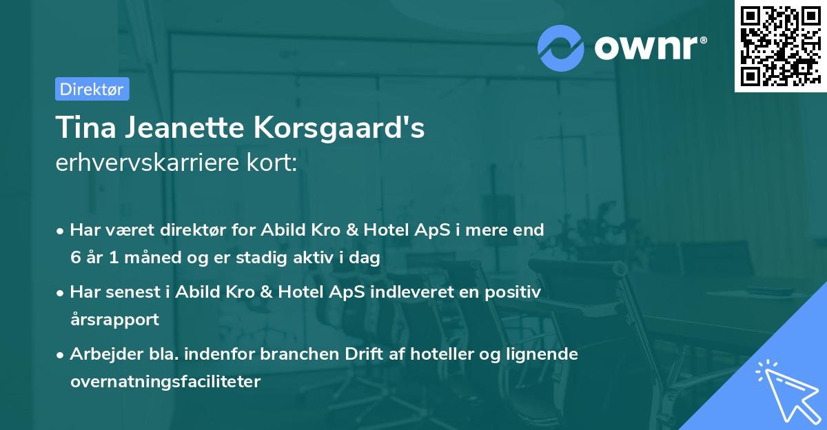 Tina Jeanette Korsgaard's erhvervskarriere kort