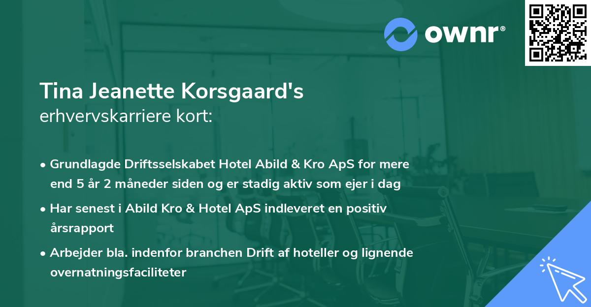 Tina Jeanette Korsgaard's erhvervskarriere kort
